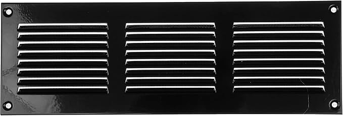 Repa Market 5-Pack 12x4 Inch Air Vent Cover/Black Galvanized Steel Louvered Grill Cover with Mesh Screen/Wall or Ceiling Vent/Durable Flush Mount HVAC Register for Indoor and Outdoor Ventilation