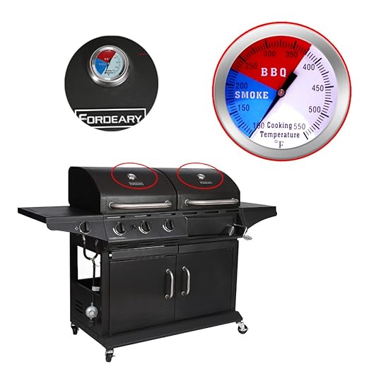 BBQ Thermometer Gauge - Charcoal Grill Pit Smoker Temp Gauge Grill Thermometer with Fahrenheit and Heat Indicator (2 Pack)