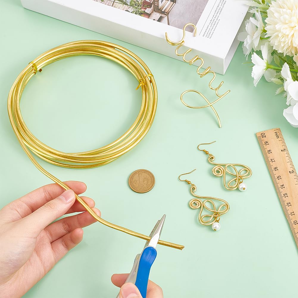 BENECREAT 9.84 Feet Bare Solid Brass Wire, 6 Gauge Round Soft Brass Wire Pure Brass Wire for Jewelry Making Craft Gem Wrapping