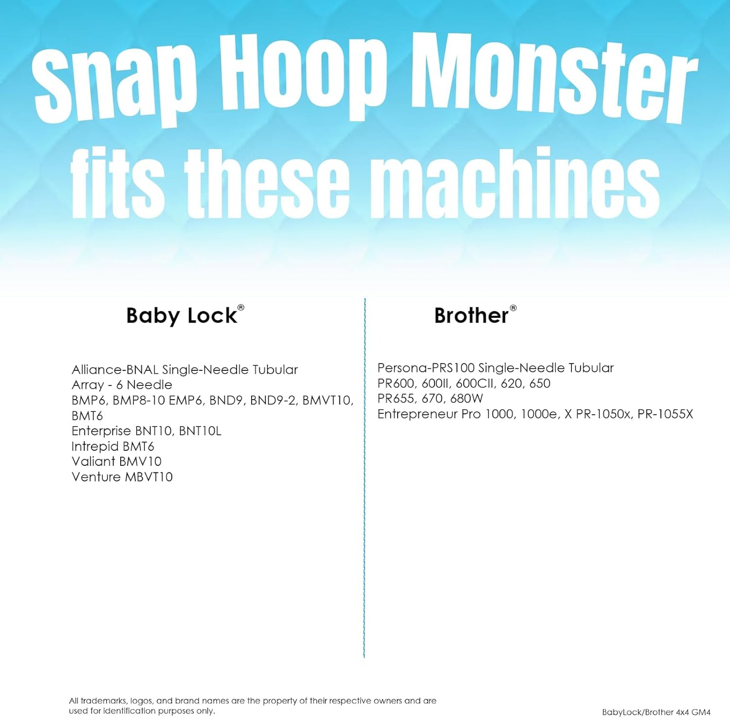Multi Needle Snap Hoop Monster for Baby Lock/Brother (4" x 4") Magnetic Embroidery Hoop for Machine Embroidery