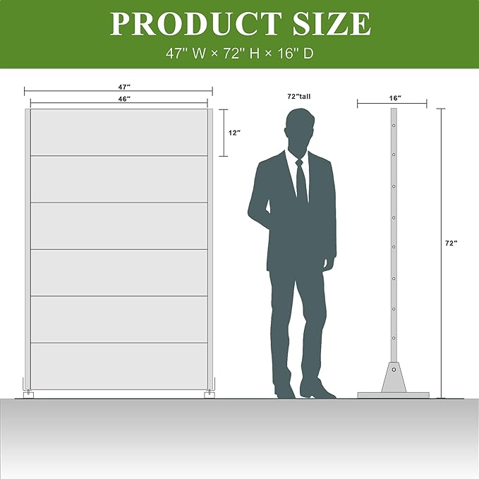 Casaphoria Metal Privacy Screen Outdoor, 72" H x 47" W Freestanding Decorative Privacy Screen for Patio Deck Balcony Garden with Stable Base, Grey-Helen