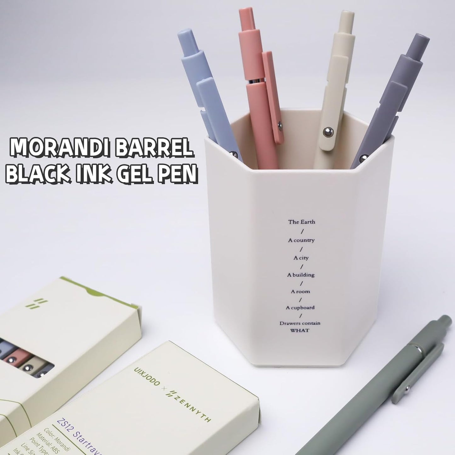 Gel Pens, 5 Pcs 0.5mm Black Ink Pens Fine Point Smooth Writing Pens, High-End Series Pens for Journaling Note Taking, Cute Office School Supplies Gifts for Women Men (Morandi)