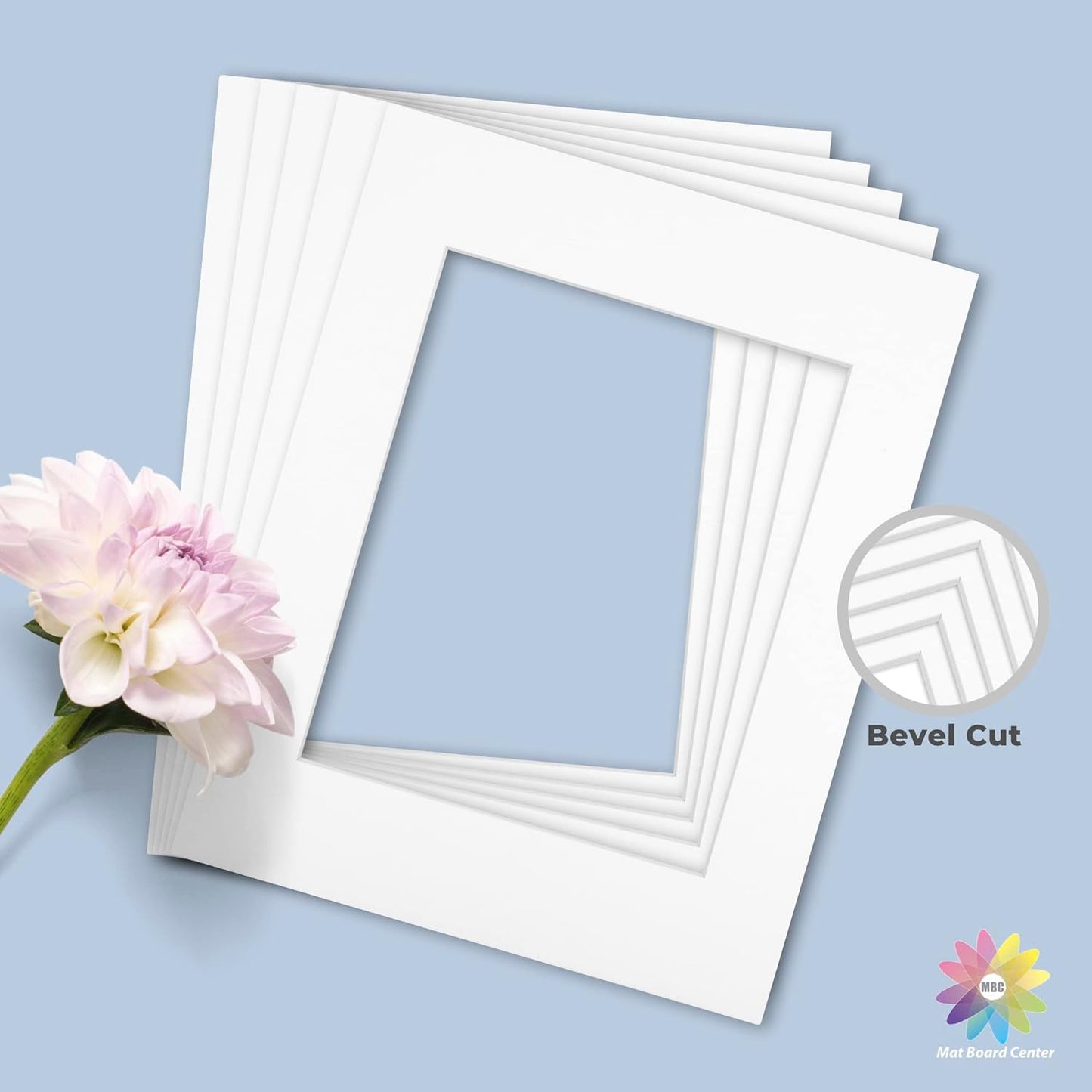 Mat Board Center, Pack of 10, 11x14 for 8x10 Off White Color Mats - Bevel Cut, Acid Free, 4-ply Thickness, White Core - for Pictures, Photos, Framing