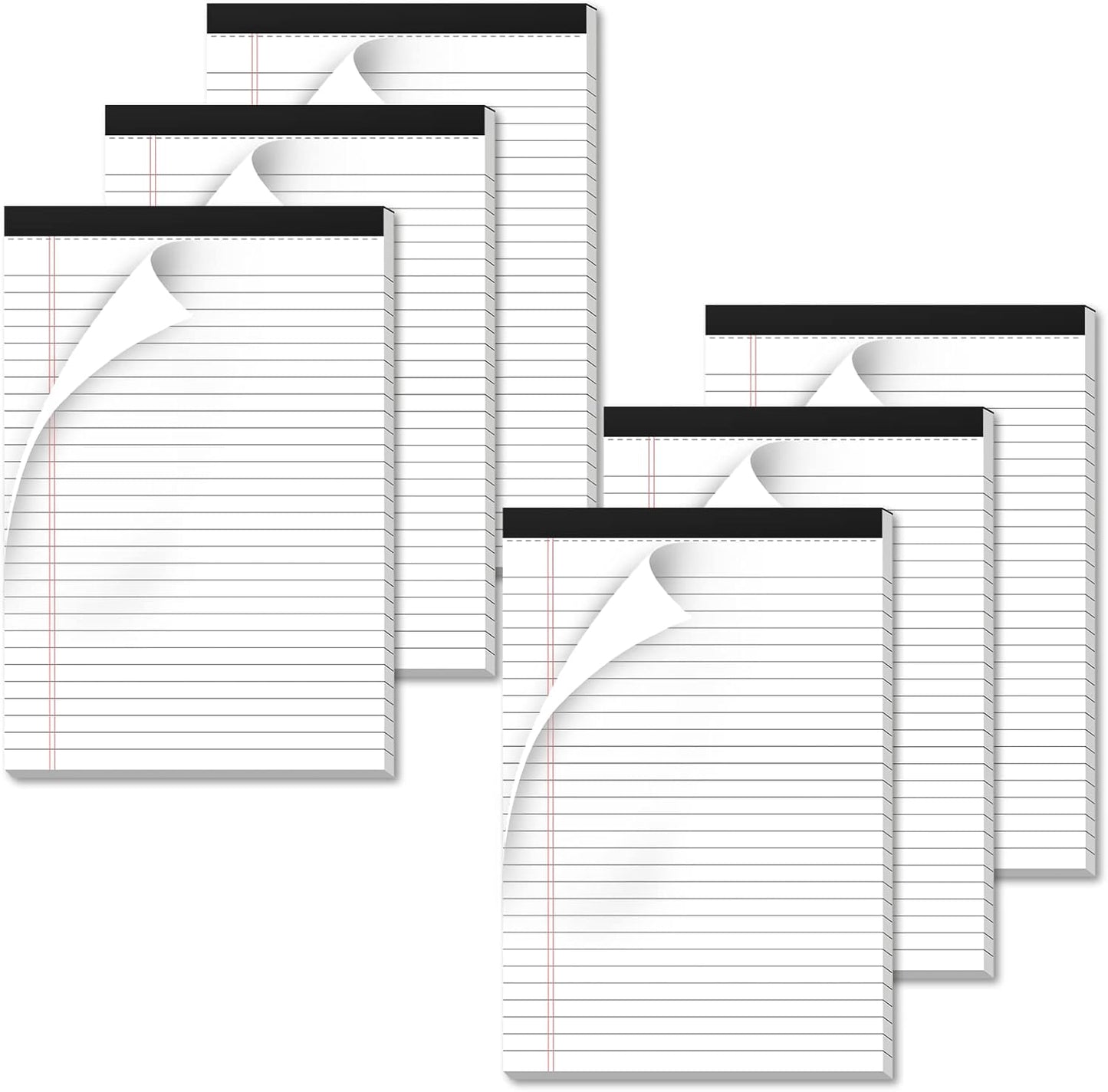 Legal Pads 6 Pack of Note Pads 6 x 9 Inch Notepad 21lb Thick Paper Legal Pad 30 Sheets Note Pad College Ruled Small Legal Pads 29 Lines Writing Pads for Writing, Sketching, and Note-Taking
