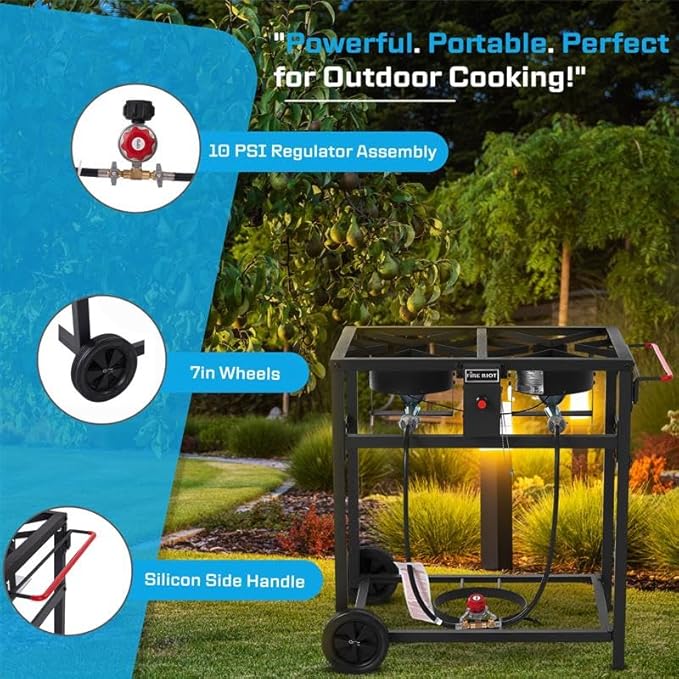 Deep Fryer with Double Burner Propane Stove Outdoor, 2×18QT Aluminum Pots & Frying Baskets, 100,000 BTU High-Power, Fish Fryer for Wings, Fries, Cajun Fry