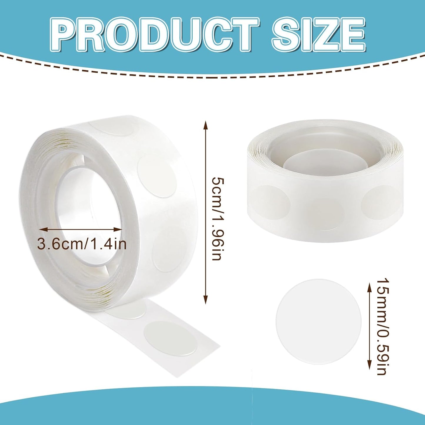 UPINS Glue Points Dots, 300Pcs Balloon Glue Adhesive Dots Double Sided Removable Glue Tape Dots for Balloons Crafts Decoration, 15 mm