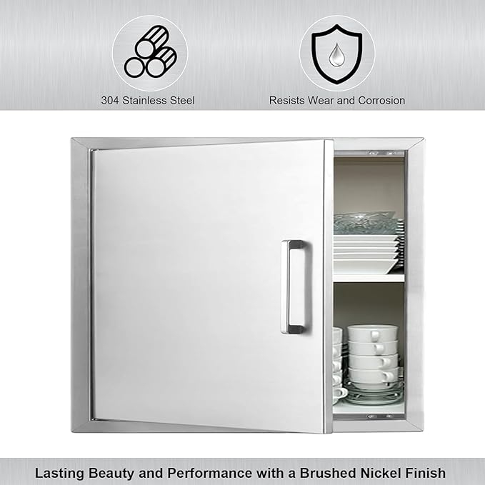 Outdoor Kitchen Door, 23 "W17 H Outdoor Kitchen Access Door, Stainless Steel Barbecue Single Door, Can Be Used for Outdoor Kitchen Island Or Outdoor Kitchen