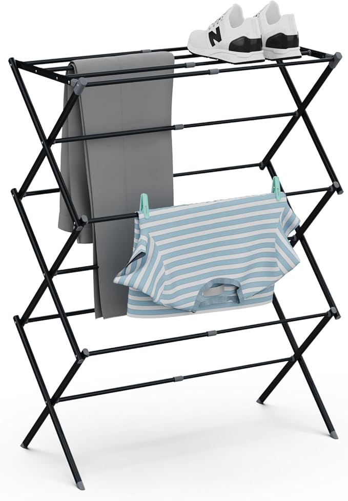 Drying Rack for Laundry, Foldable Clothes Drying Rack, Small Collapsible Dry Rack for Clothes, Use for Indoor & Outdoor Drying Clothes, Black 40"x29"x14.5"