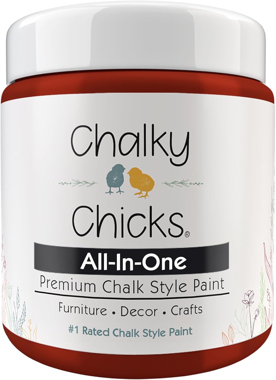 Chalky Chicks All-in-One Chalk Paint for Furniture or Cabinet - 4 Fl Oz - Matte Finish Poison Apple (Dark Red) for Metal, Wood Furniture Paint - No Sanding All-in-One for Home Decor & Crafts, USA Made