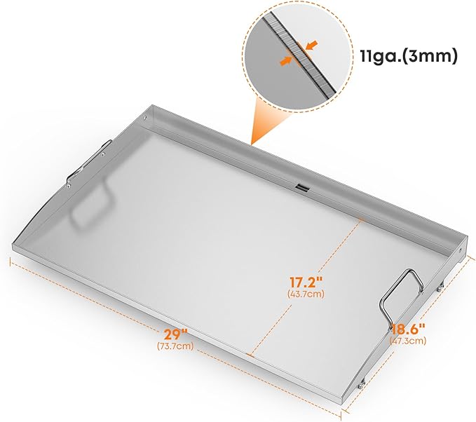 Stanbroil 28 Inch Flat Top Griddle, Stainless Steel Griddle Replacement Top for Blackstone 28" 2-Burner Gas Grill Cooking Station, Rear Grease Management System