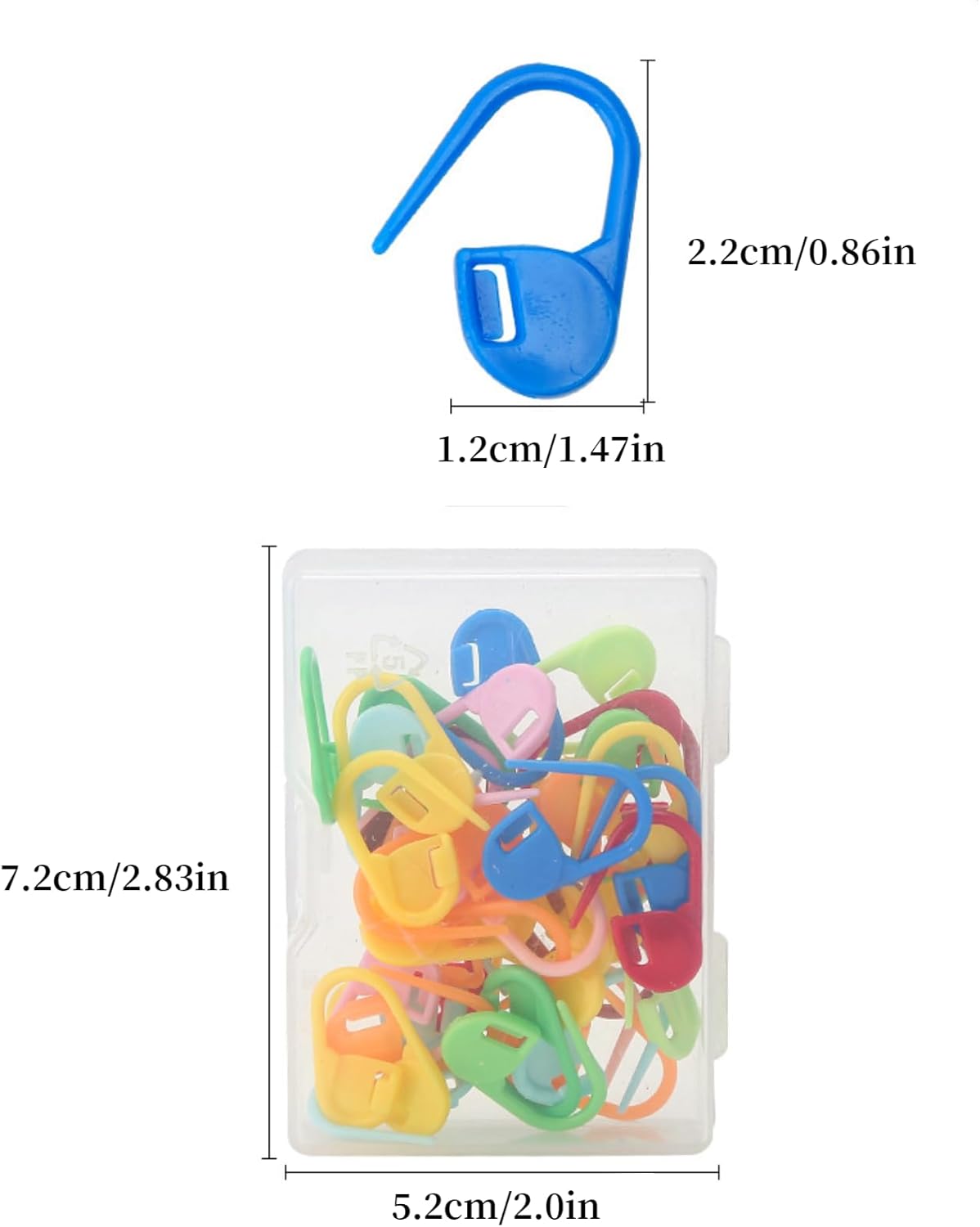 Plastics Locking Stitch Markers for Crocheting and Knitting with Storage Box