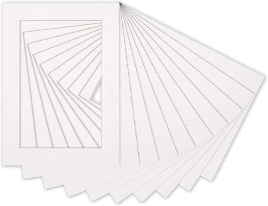 5x7 Mat for 8.5x11 Frame - Precut Mat Board Acid-Free White 5x7 Photo Matte Made to Fit a 8.5x11 Picture Frame, Premium Matboard for Family Photos, Show Kits, Art, Picture Framing, Pack of 10 Mats