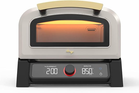 Current Model P Smart Electric Pizza Oven, 12-Inch, 850°F Max, 8 Cooking Modes, App Connectivity for Temperature Monitoring & Custom Cooking Times, Compact for Indoor & Outdoor Use, Beige