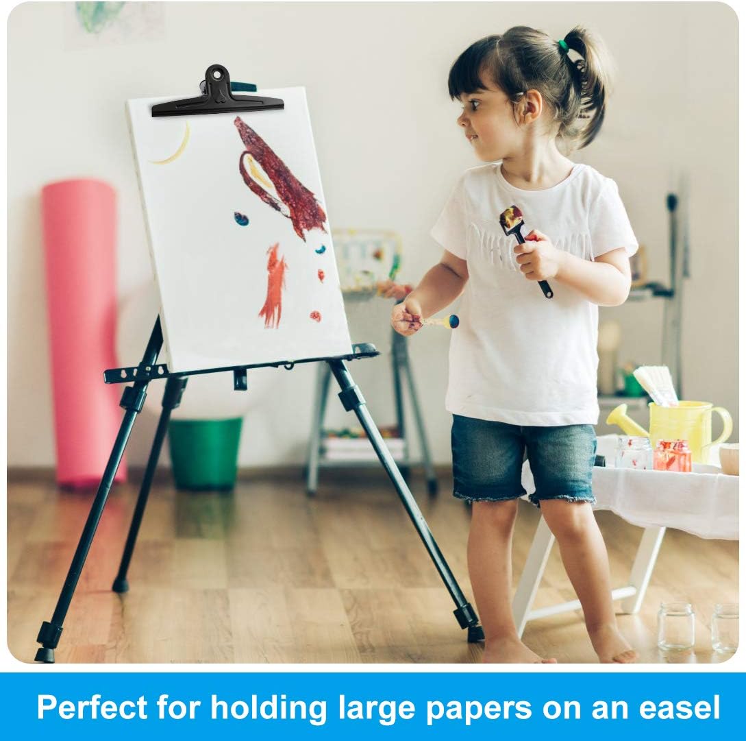 Coideal Extra Large Bulldog Clips Black, 2 Pcs Heavy-Duty Jumbo Bull Clips 30cm XXL Stainless Steel Paper Clip Clamps (11 4/5 Inch)