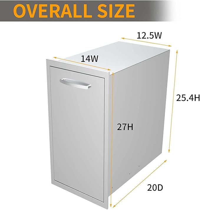 Outdoor Kitchen Stainless Steel Triple Access BBQ Drawers With Handle For BBQ Island Patio Grill Station,Trash Drawer