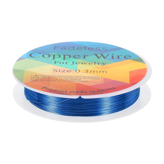 HARFINGTON 49ft Jewelry Wire, 28 Gauge (0.3mm) Brass Craft Soft Metal Tarnish Resistant Copper Beading Wire for Jewelry Making Supplies Crafting, Blue