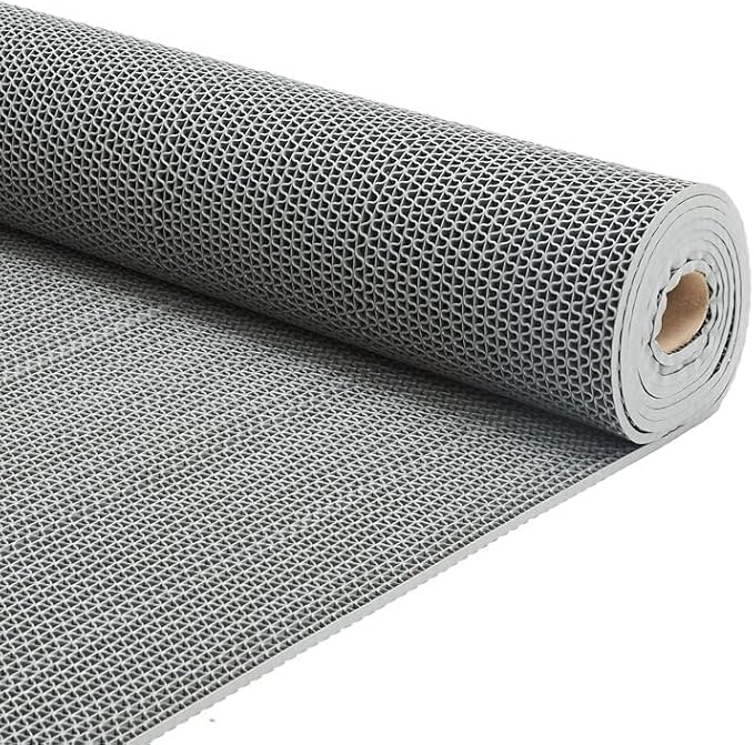 PVC Drainage Floor Mat 3x10Ft, Non-Slip 0.22'' Thick Heavy Duty Mesh Hole Pool Mat, Commercial PVC Mesh Hollow Mats, Outdoor Indoor Rug for Bathroom Patio Bath Shower Wet Area (Grey)