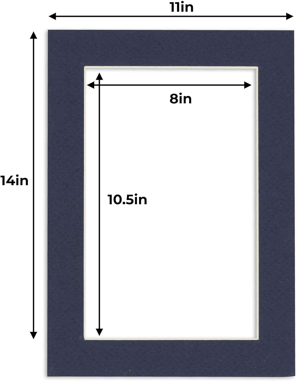 11x14 Mat for 8.5x11 Photo - Precut Navy Picture Matboard for Frames 11 x 14 Inches - Bevel Cut Matte to Display Art 8.5 x 11 Inches - Acid Free Pack of 25 MATS with Backing Boards & Clear Bags