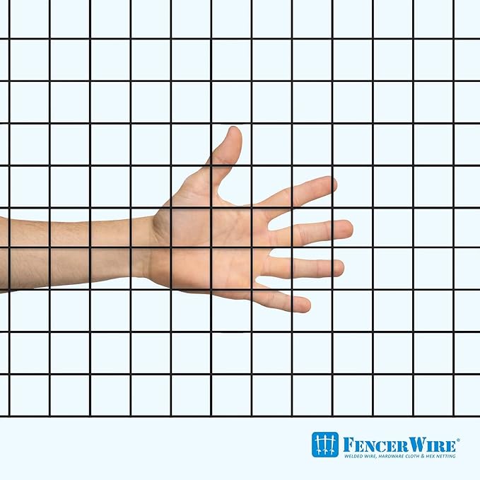 Fencer Wire 16 Gauge Black Vinyl Coated Welded Wire Mesh Size 1 inch by 1 inch for Home and Garden Fence and Pet Enclosures Protect Chickens Rabbits and Farmed Animals (c. 3 ft. x 50 ft.)