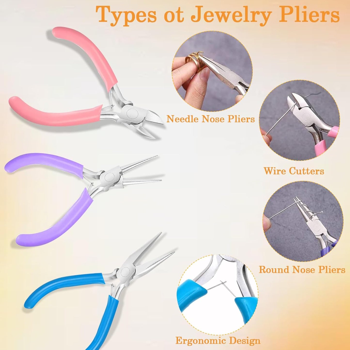 3 Pack Jewelry Pliers Set, Mini Pliers Set with Needle/Round, Carbon Steel Jewelry Tools with Storage Box, Applicable to Jewelry Making Supplies, Handicrafts, Earring Making