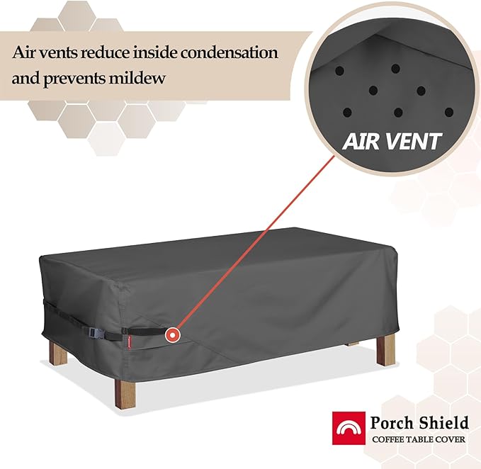 Porch Shield Patio Coffee Table Cover - Waterproof Outdoor Furniture Rectangular Small Table Covers 42 x 24 inch, Black