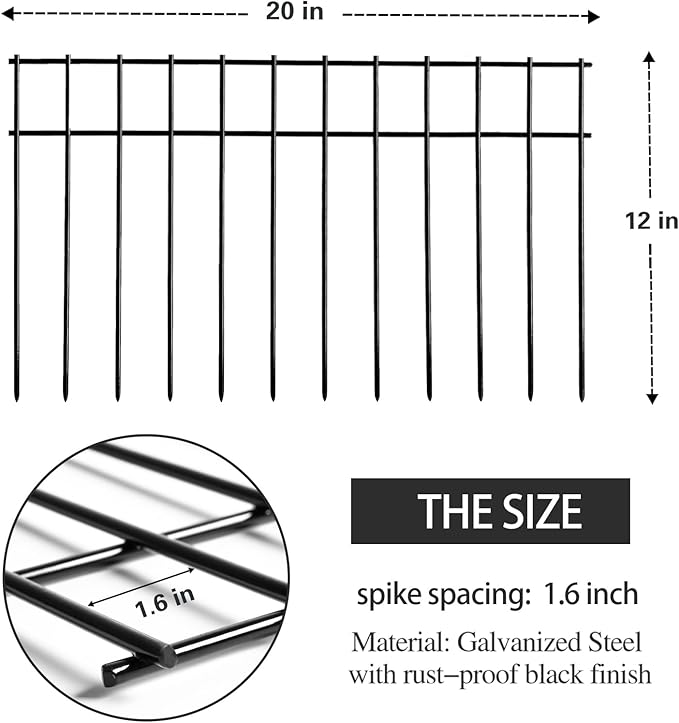 Adavin Small or Medium Animal Barrier Fence, 15 Pack Black 20 In(L)X12 In(H) Dog Digging Fence Barrier, Dog Rabbit Fences Protector,Outdoor Pet Metal Fences Panel Ground Stakes for Yard.Total 25 Ft(L)