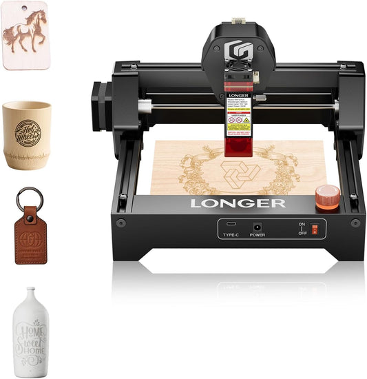 LONGER Ray5 mini Laser Engraver, 12000mm/min High-Speed Cutter for Wood, Metal, Acrylic, Leather, DIY CNC, 130x130mm Engraving Area, WiFi, Emergency Stop Safety (5.5W) Diameters