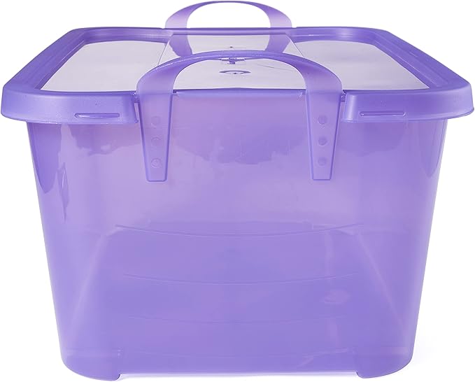 Life Story 24 Pack Light Duty Stackable Storage Bin, 55 Quart Home Organizer, Versatile Lightweight Locking Bins with Carrying Handles, Purple