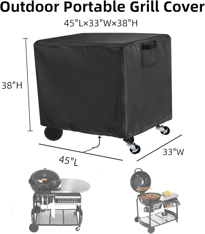 Outdoor Grill Cover for Weber 22 Inch Performer Charcoal, Waterproof Heavy Duty Smoker BBQ Grill Cover for VEVOR 22 Inch Portable Grill with Cart - 45" L×33" W×38" H