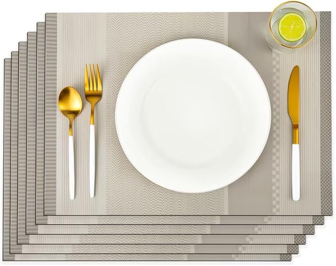 Placemats Set of 6,Faux Leather Placemats,Waterproof - Wipe Clean - Heat Resistant Anti-Slip placemats,Suitable for Indoor - Outdoor - Parties 16.14’’×12.2’’