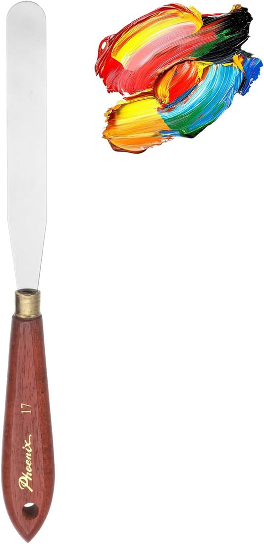 MECCANIXITY Pack of 1 Palette Knife No.17, 9.1" Long Palette Knives with Stainless Steel Flexible Spatula Pallet Knife and Wood Handle for Scraping, Mixing, Oil Acrylic Painting Canvas