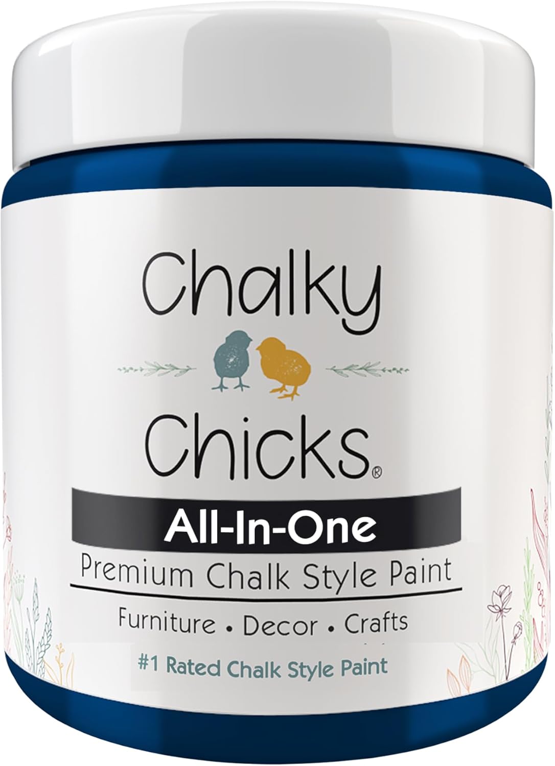 Chalky Chicks All-in-One Chalk Paint for Furniture or Cabinet - 8 Fl Oz - Matte Finish DC Blue Navy Blue for Metal, Wood Furniture Paint - No Sanding All-in-One for Home Decor & Crafts, USA Made