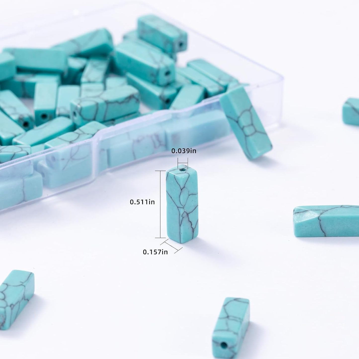 Natural Blue Turquoise Rectangle Tube Beads 4x13mm 38cm/str Loose Semi Gemstone Stone Beads for Making Bracelets Necklace Earrings