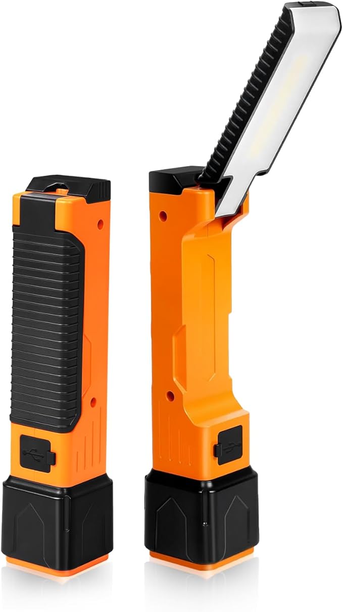 Rechargeable Work Light, 1800mAh COB Portable LED Work Light, Work Flashlight for Car Repair Machine Emergency, 4 Lighting Modes, USB C Cable, Pack of 1