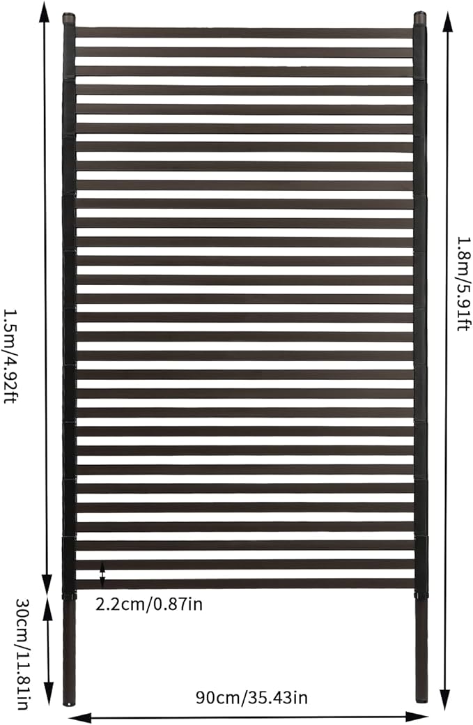 Metal Outdoor Privacy Screen,Freestanding Outdoor Divider Decorative Privacy Fence Screen,Freestanding Decorative Privacy Screen for Balcony Patio (Brown 90 * 180cm)