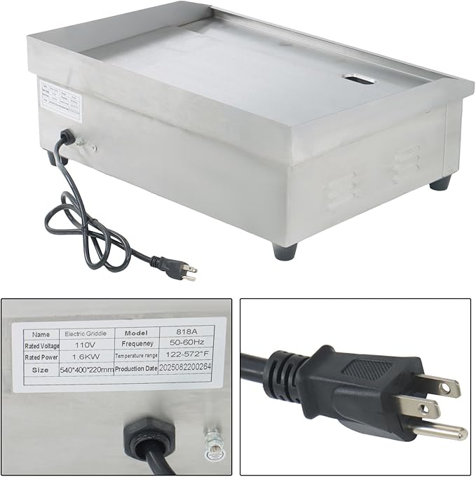findmall 22 Inch Teppanyaki Grill 1600W Commercial Electric Griddle for Both Home and Commercial Environments