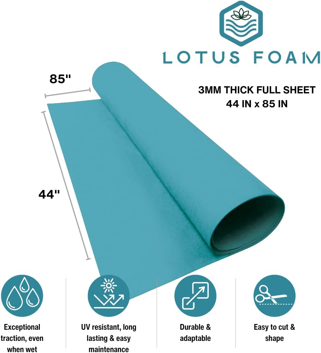 LotusFoam Large 3mm EVA Foam Sheet - 44"x 85" High Density Foam 130 kg/m3 for Cosplay, Costumes, Crafts, Flooring, Outdoor Use - 35 Colors (Aqua)
