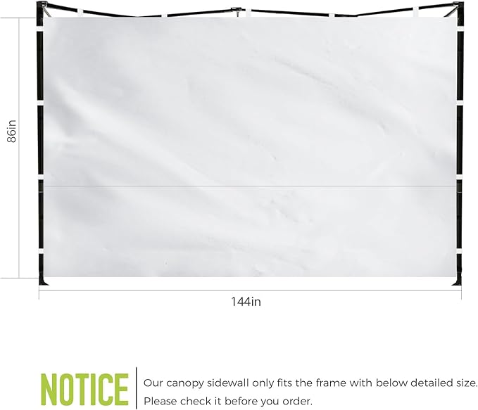 Instant Canopy Sidewalls for 12x12 Pop Up Canopy Tent, 300D Waterproof Material for Outdoor Events, Vendor Booths, and Privacy (Sidewalls Only, Canopy Not Included)(White, 12x12ft-4pcs)