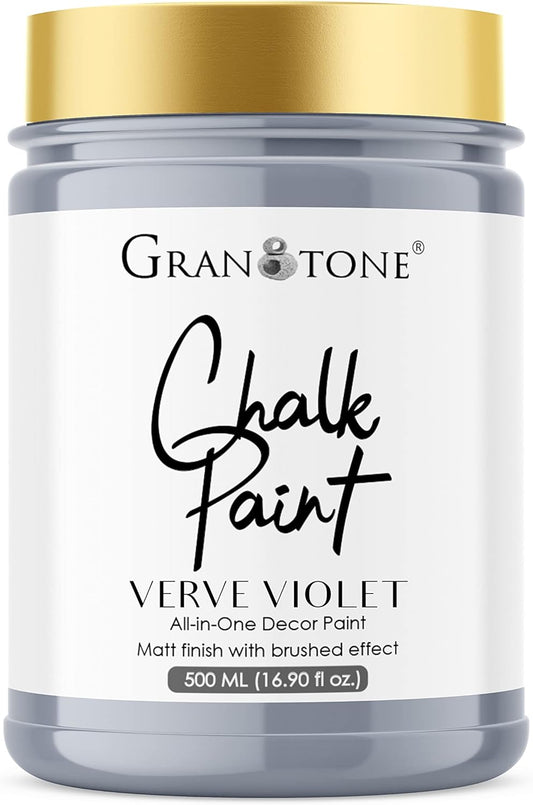 GRANOTONE Chalk Paint for Furniture, Matt-Finish Water-Based Acrylic Paint for Wood, Walls, Metal, Glass, Paper, Fabric Canvas, Maximum Coverage Chalk Paint for Kids & Adults, 500 Ml (FRENCH GREY)