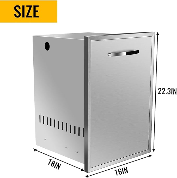 Outdoor Kitchen Drawers, Box Frame Style Flush Mount BBQ Drawer w/Stainless Steel Handle, BBQ Island Drawers For Patio Grill Station,Trash Drawer