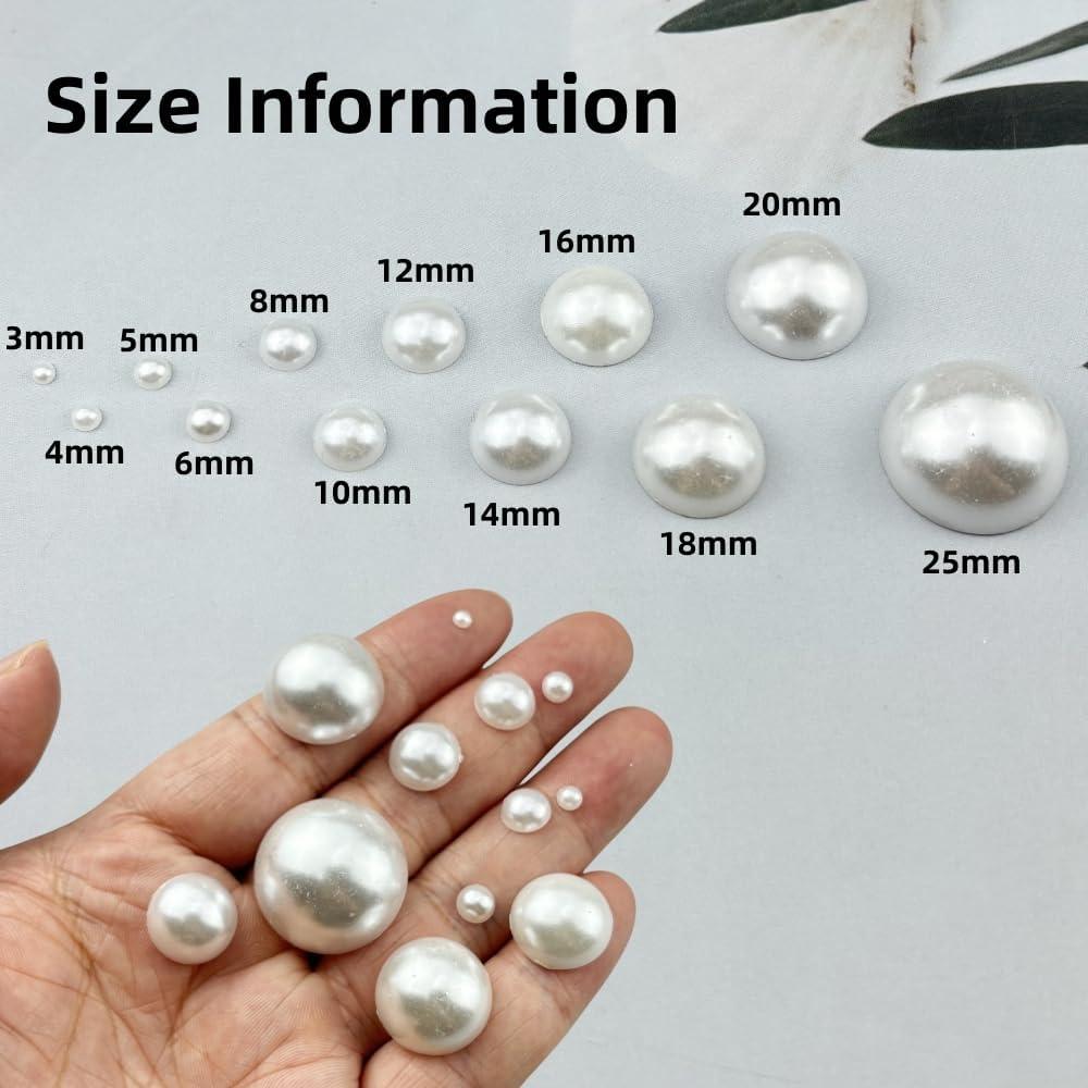 10000pcs 3mm Half Pearls for Crafts Flatback Round Half Pearl Beads for Jewelry Making Nail Art Scrapbook Craft Wedding Dress Decoration(White)