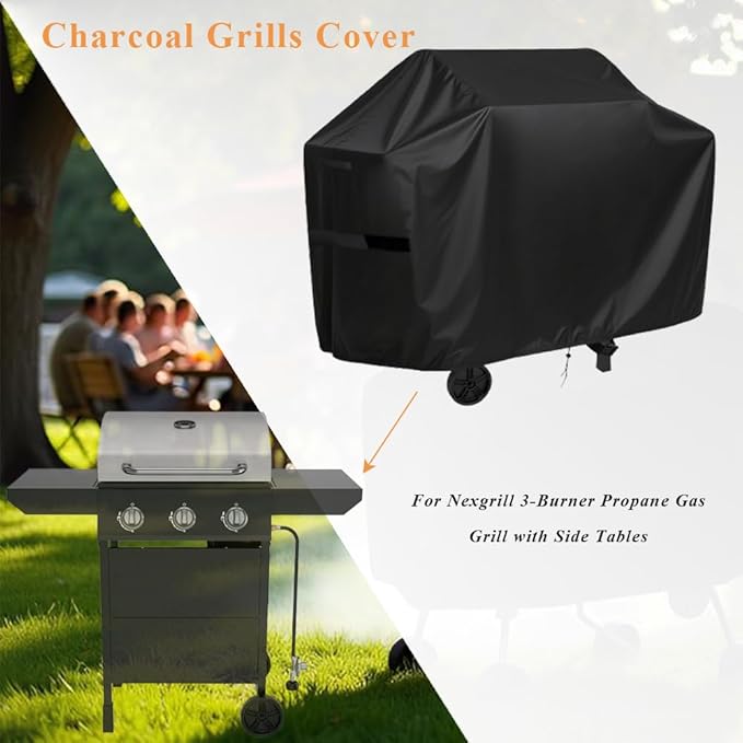 Charcoal Grills Cover for Nexgrill 3-Burner Propane Gas Grill, Waterproof Outdoor Grill Cover BBQ Grill Cover Barbeque Grill Cover (Cover Only) - 47" L×23" W×40" H, Black