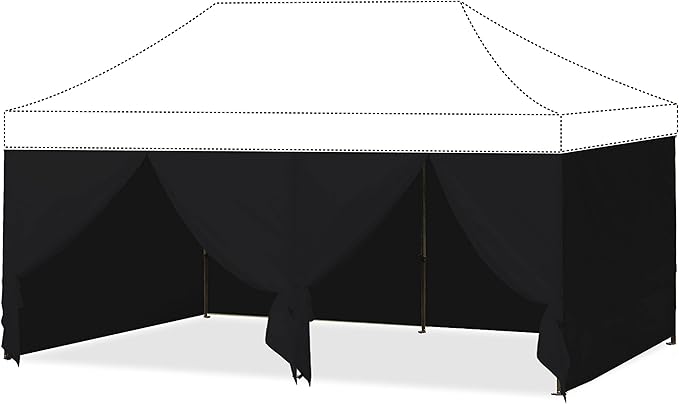 ABCCANOPY Side Wall 10x20, Black (4 Walls Only, NOT Including Frame and Top)