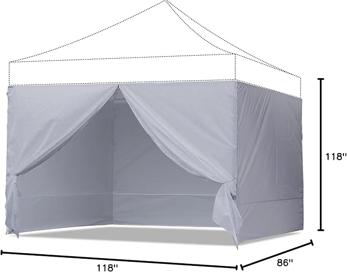 ABCCANOPY Side Wall 10x10, Gray (4 Walls Only, NOT Including Frame and Top)