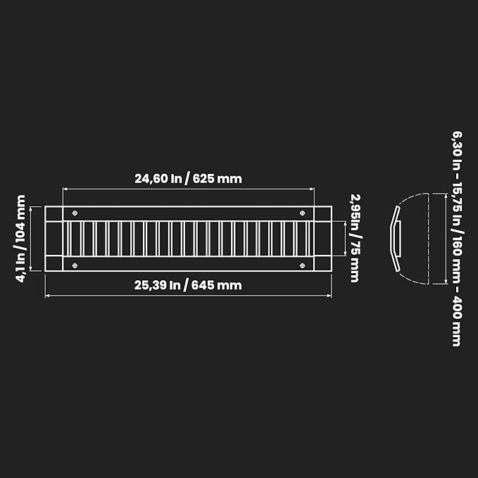 Repa Market 25" x 3" Inch Air Grille for Round Spiral Ducts - Adjustable Single Louvre Blade - Galvanized Ventilation Cover - Side Fit Round Surface Canal Ducting from 7" to 15.75" Inches