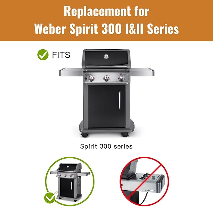 7636 15.3-Inch Flavorizer Bars for Weber Spirit & Spirit II 300 Series, Grill Parts for Weber Spirit E310 E320 E330 S310 S320 S330 with Front Control, Porcelain-enameled, 5-Pack