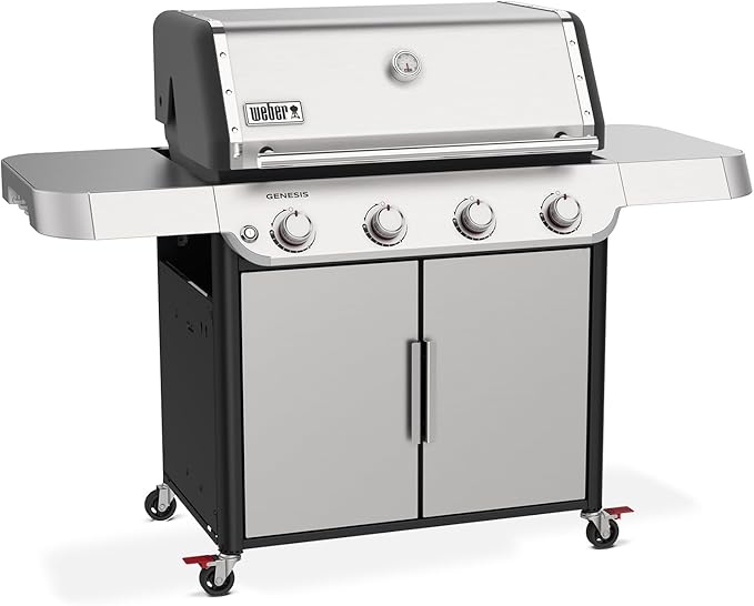 Weber Genesis S-415 Liquid Propane Gas Grill for Outdoor Grilling, 4 Burners, Stainless Steel