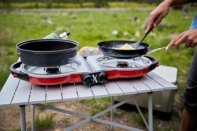 Coleman Fold ‘N Go 2-Burner Propane Stove, Dual Adjustable Burners with 20,000 BTUs of Power & InstaStart Ignition, Great for Camping, Tailgating, Grilling, & More