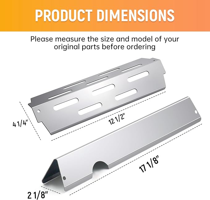 Grill Flavorizer Bars for Weber Genesis II E-410, S-410, LX E-440, S-440, Weber Genesis 2 66041, 66033, 66796, Heat Deflectors BBQ Grill Heat Plate, 17" Stainless Steel Grill Flavor Bars