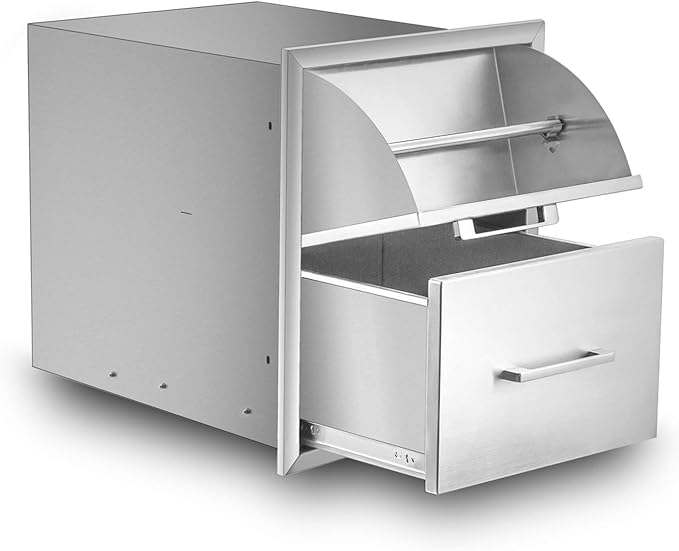 Stainless Steel Paper Towel Holder Double Drawer 17W21H21D Works with Your Grilling or Prep Zones for Easy & Quick Cleanup